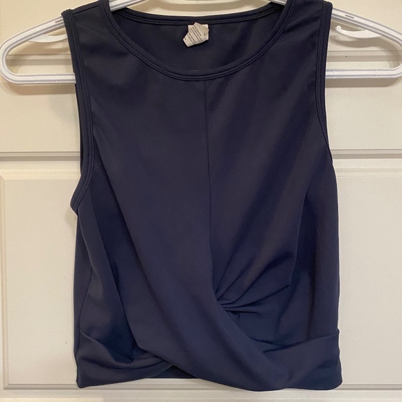 90 Degrees by Reflex Womens Solid Front Twist Crop Tank Top - Navy - Picture 2 of 6